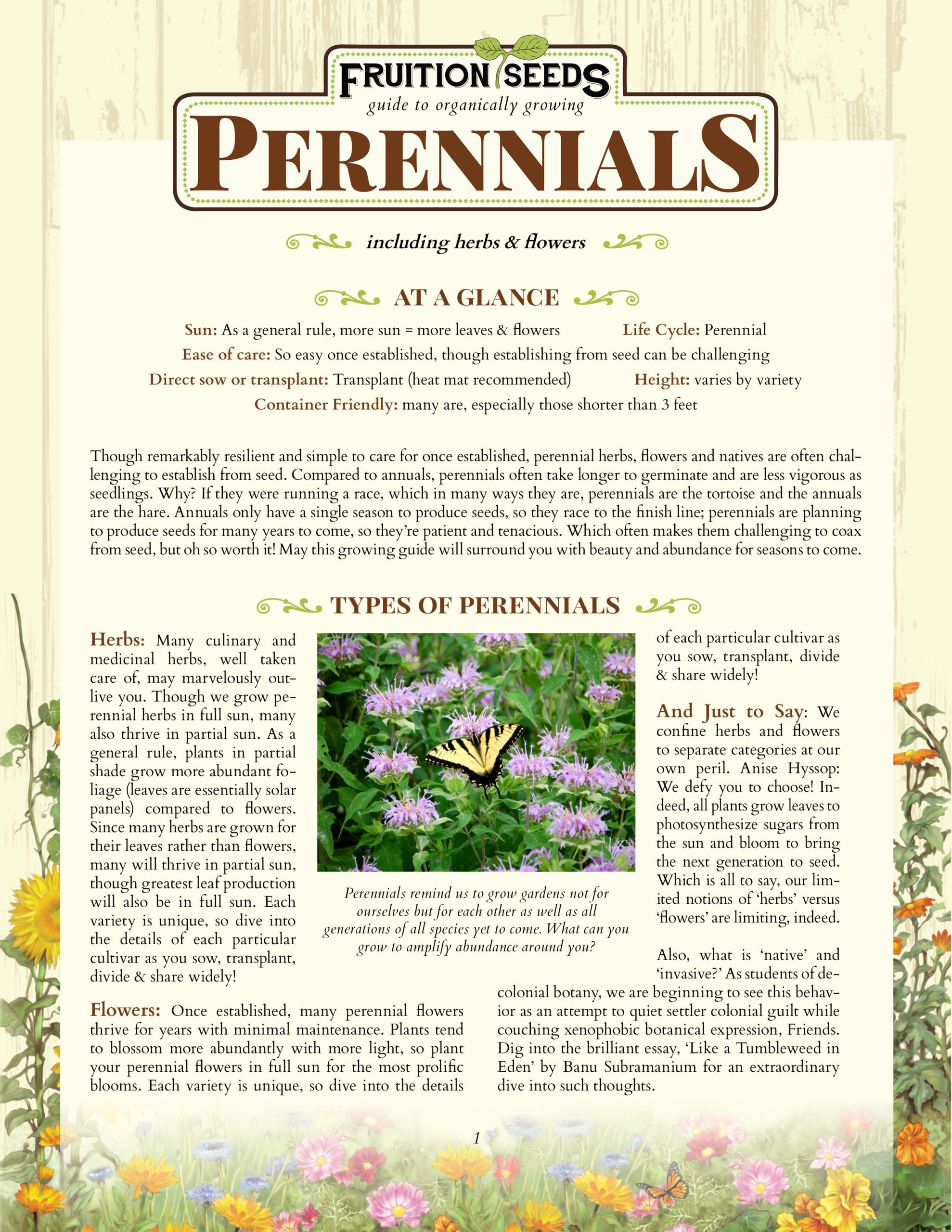 Growing Guide for Perennial Herbs and Flowers Growing Guide